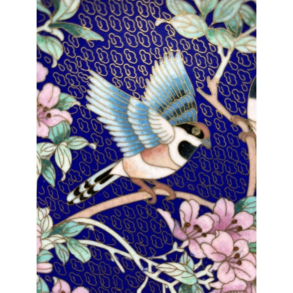 Vintage Blue Cloisonne Brass Enamel 7.25